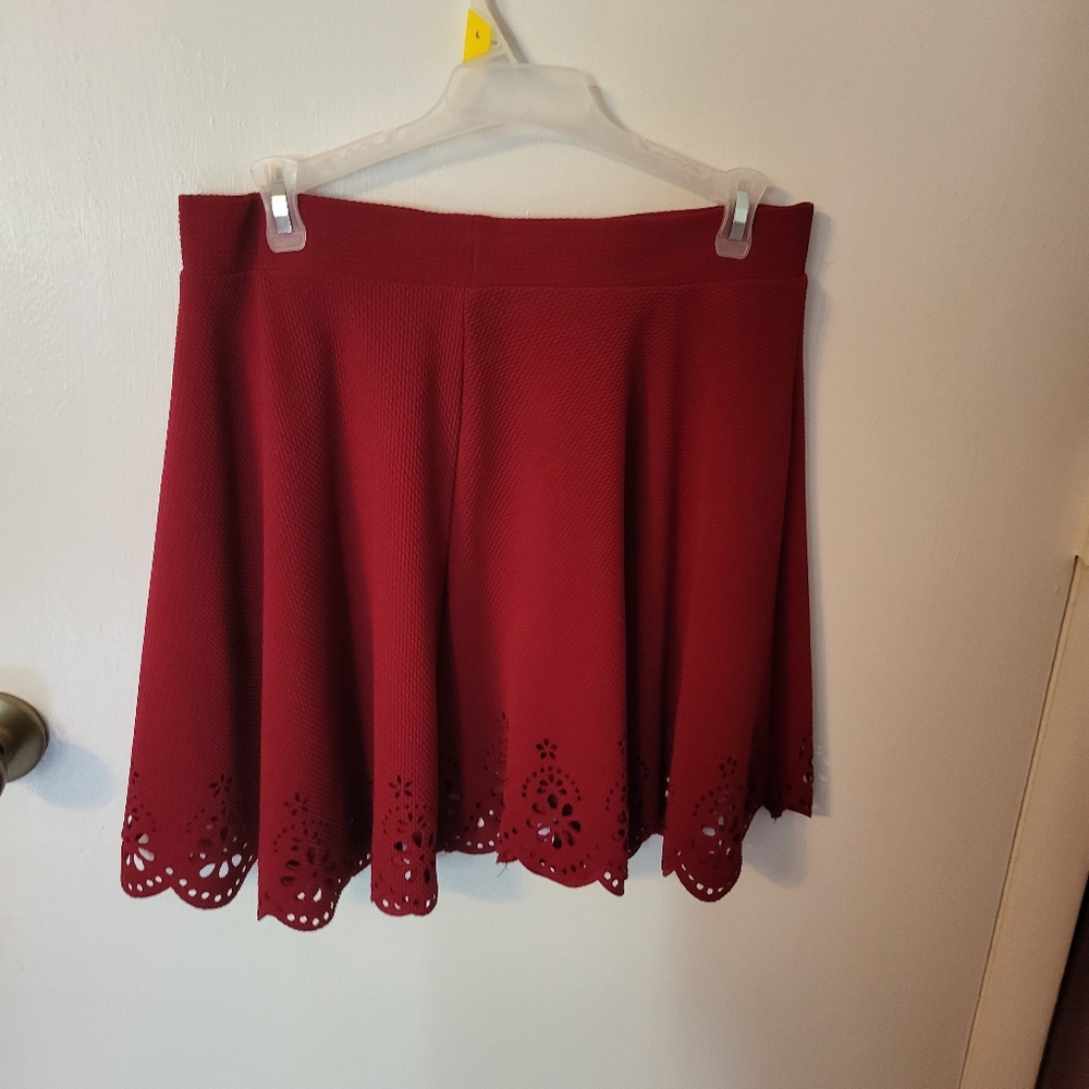 Women's red eyelet skirt